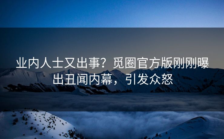 业内人士又出事？觅圈官方版刚刚曝出丑闻内幕，引发众怒