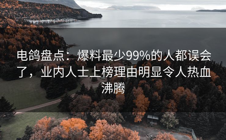 电鸽盘点：爆料最少99%的人都误会了，业内人士上榜理由明显令人热血沸腾