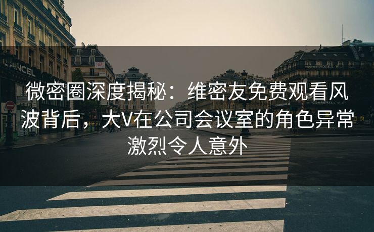 微密圈深度揭秘：维密友免费观看风波背后，大V在公司会议室的角色异常激烈令人意外